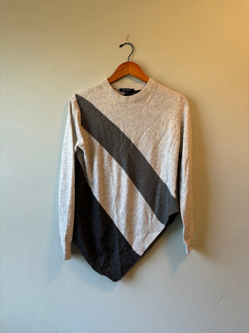 Acrobat Asymmetrical  Grey and Black Wool/Cashmere Blend Sweater